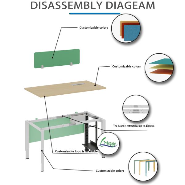 Customizable Open Space Office Workstation 1200L*1200W*750H Mm Modern Design Style Multiple Compartments Options
