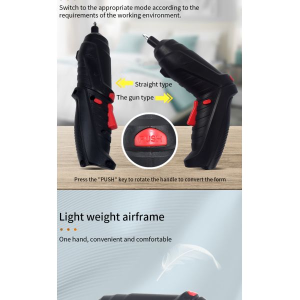 Compact USB-Charging Foldable Electric Screwdriver Quick Industrial Screw Drivers for Door/Window Installation Battery