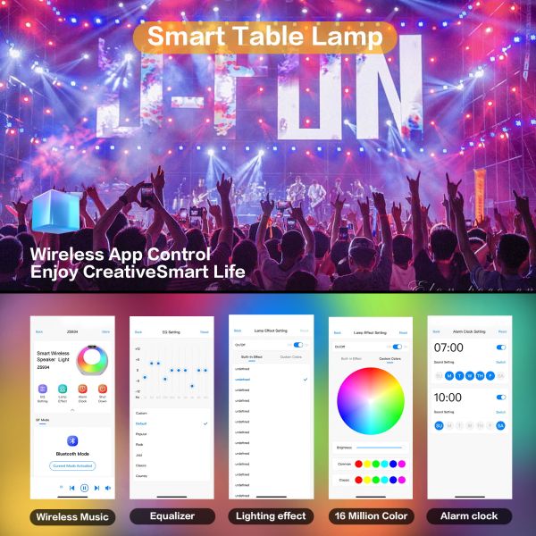 G-Shaped Smart Wireless Charger RGB Alarm Clock Speaker APP Control Atmosphere Desk Lamp Bluetooth LED Night Light