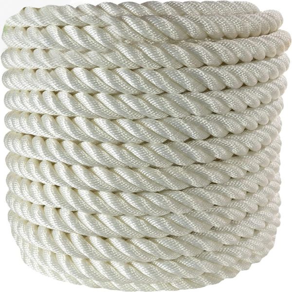 36mm 220m Each Roll 3 Strand Twist Nylon Marine Ropes White Color With Factory Test Report