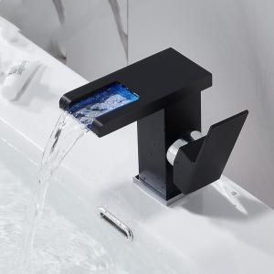 China ODM Wash Basin Cabinet Waterfall Bath Faucet LED Light For Bathroom 4mm on sale