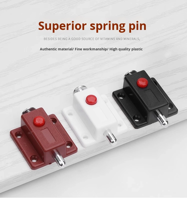 Automatic Modern Durable Button Latch Cabinet Surface-Mounted Plastic Bolt Lock Catch Furniture Hardware Pin Spring Latch