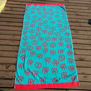 China Colorful Yarn Dyed  jacquard Towel  Custom Logo Cute Pattern Beach Towel on sale