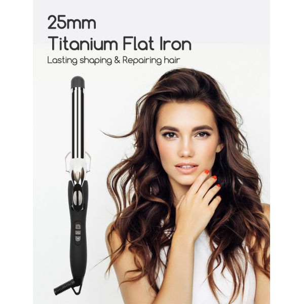 Fast Heating Electric Hair Curler Long Curling Tong Wand LCD Screen Champagne