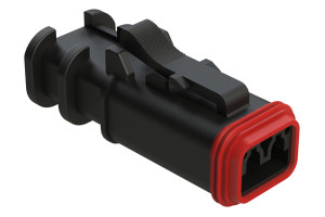 AT06-2S-OMGRY Female Cable Connector, rectangular socket designed for PCB assembly and durable automotive electrical harness use