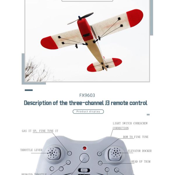 FX9603 2.4GHz 3CH 6-Axis Gyro EPP Foam J3 RC Airplane RTF Fixed Wing Outdoor Remote Control Plane Aircraft RC Glider Flying Toys
