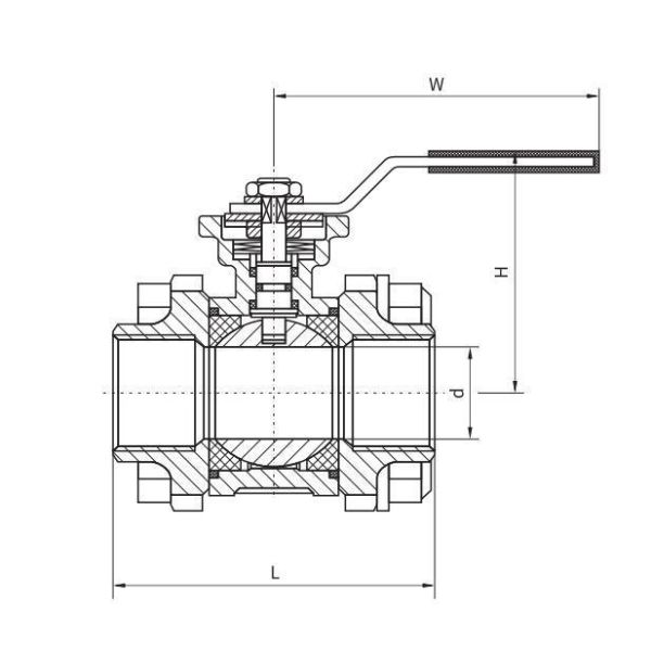 Straight Through Type Xtv Butt Welded 3PC Ball Valve ISO Mounting Pad Without Handle