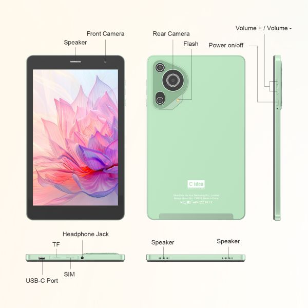 C Idea High-Resolution Display 8 Inch Tablet Pc With 800x1280 Ips Screen For Teens Education CM828 Green