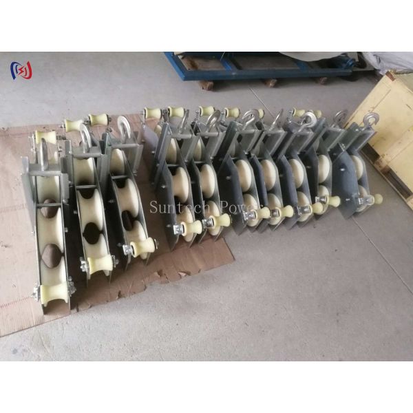 Four Sheaves Combined Fiber Optic Stringing Blocks Rope Pulley Block OPGW Quadrant Block