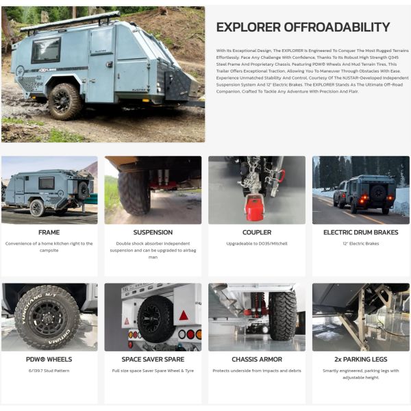 NJSTAR Explorer Lightweight Offroad Capable Camper Trailer for Comfortable Family Adventures