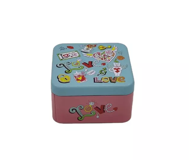 10x10x6cm Float Carving Gift Tin Cans Square Cookie Candy Packaging