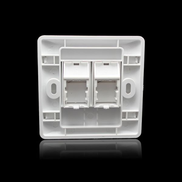 2 Ports Flat Faceplate RJ45 ABS Ethernet Cable Assembly 86×86 Type