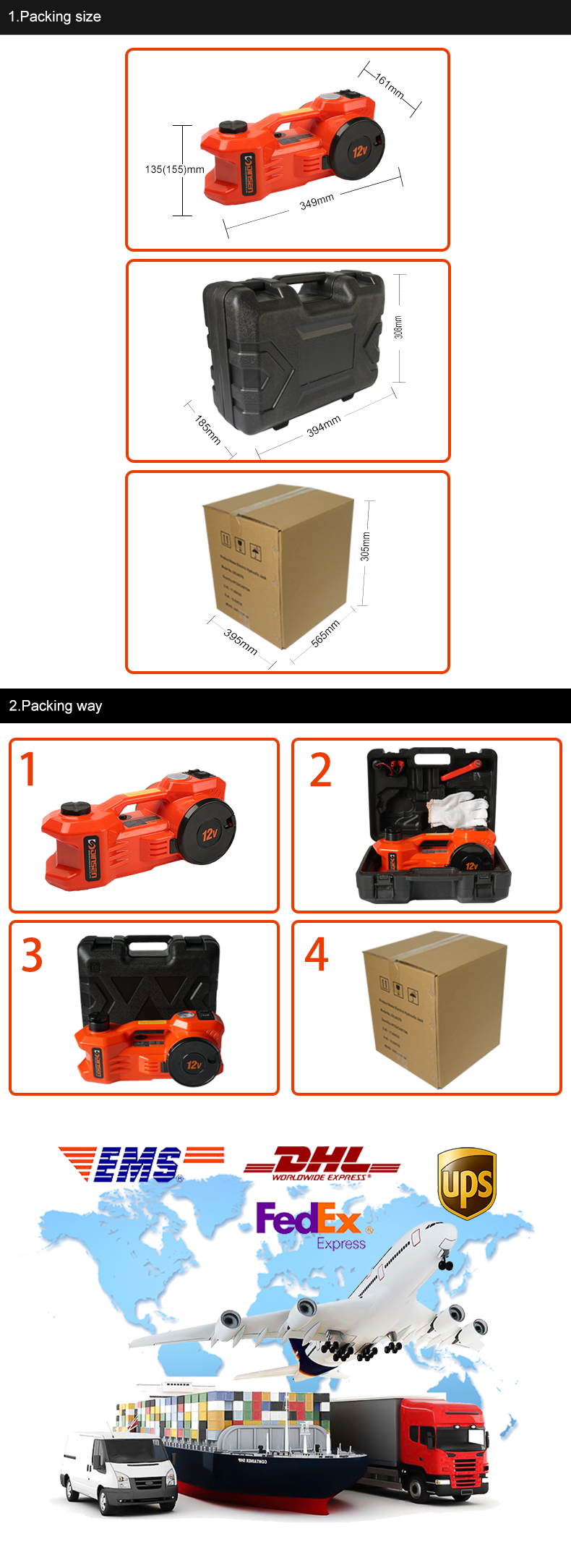 35L/Min Airflow Dinsen Jack Electric Hydraulic Floor Jack And Tire Inflator Pump