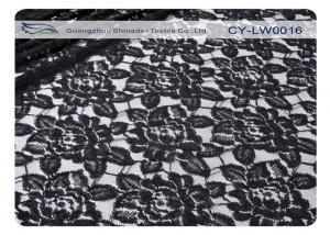 Black Flower Cotton Nylon Lace Fabric , 65% Nylon + 35% Cotton CY-LW0016