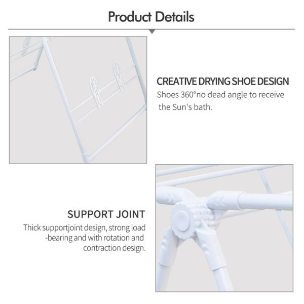 Detachable Stainless Steel Foldable Clothes Drying Rack With Wheels