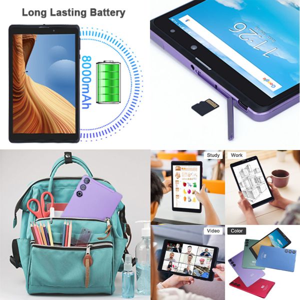 C idea 8 inch Android Tablet Pc Manufacturer with Android 12 Quad Core 8GB+512GB Storage IPS HD Display CM835(purple)