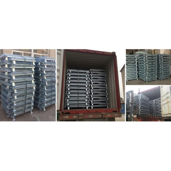 Heavy Duty Collapsible Wire Mesh Storage Cages With Hot Dipped Galvanized Surface
