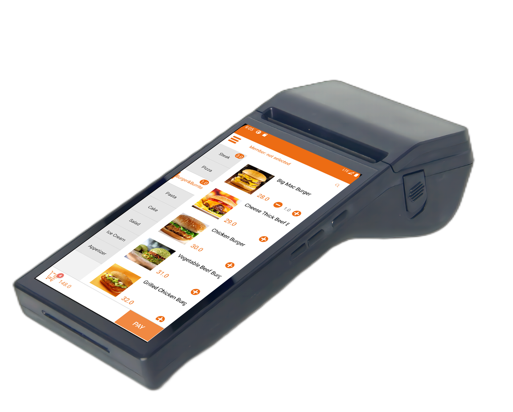 Origin 2G DDR3 Memory Handheld POS System Machine for Cashiering and Thermal Printing