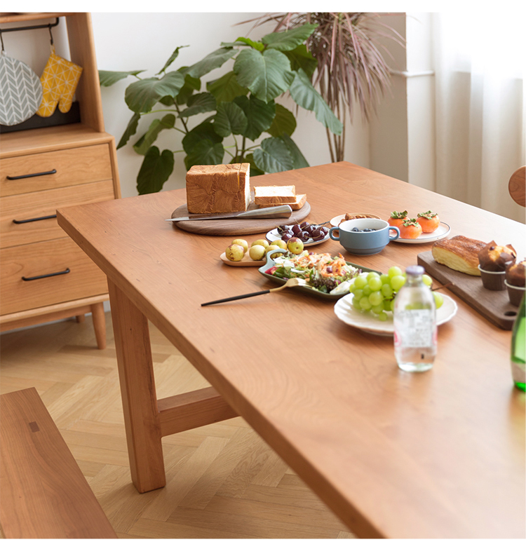 Pine Wood Nordic Dining Table for Restaurant Solid Wooden Wedding Banquet Kitchen Wooden