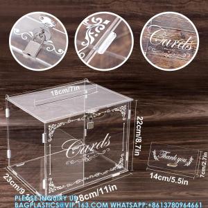 Buy cheap Acrylic Wedding Card Box Money Post Gift Box Holder, Clear Card Box Large Letter Envelope Boxes With Lock And Slot product