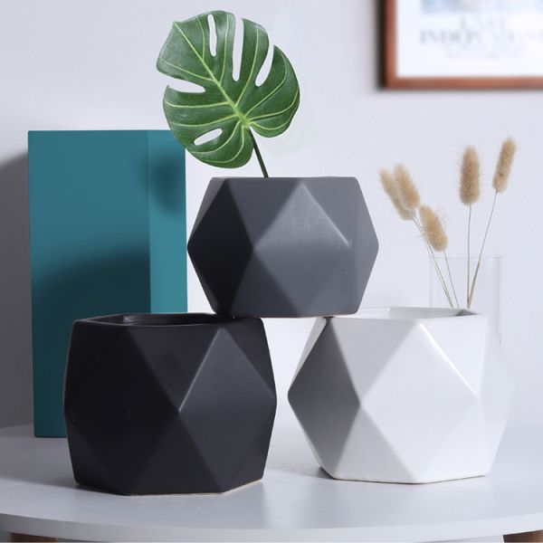 12*16.5cm Octagonal Bulk Painted Miniature Ceramic Flower Pots