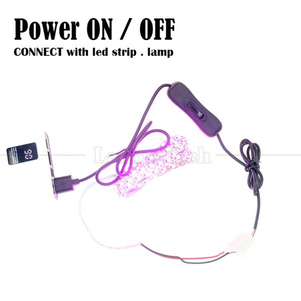 Power ON OFF 1M USB A Male to Open Tinned Bare Wire Charger Cable with 304 Switch Button