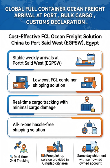 Cost-Effective FCL Ocean Freight with 24/7 Multilingual Support and 30-45 Days Transit to Port Said West