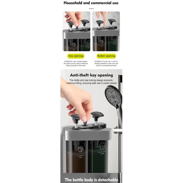 Customizable Tamper Proof Double to Triple Wall Mounted Soap Dispenser with ABS Material for Liquid Soap
