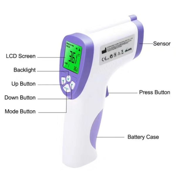 Medical Digital Smart Non Contact Handheld Infrared Thermometer With 12 Months Warranty