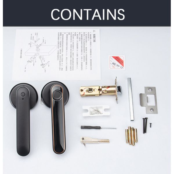 Curved Handle Fingerprint Door Lock Black Color Bluetooth Tuya App