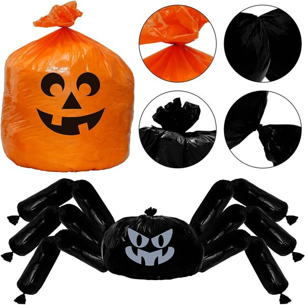 Party Outdoor Twist Ties Decorations Leaf Halloween Trash Bags For Yard Lawn Garden