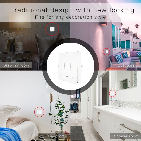 Push Button Switches 1/2/3 Gang Tuya No Neutral Zigbee Smart Switch APP remote control Alexa Acho Google Home MOES Facto