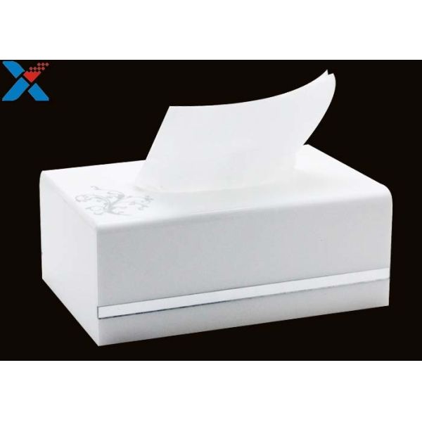 White Custom Acrylic Boxes , Acrylic Tissue Box For Office / Home ROHS Certificate