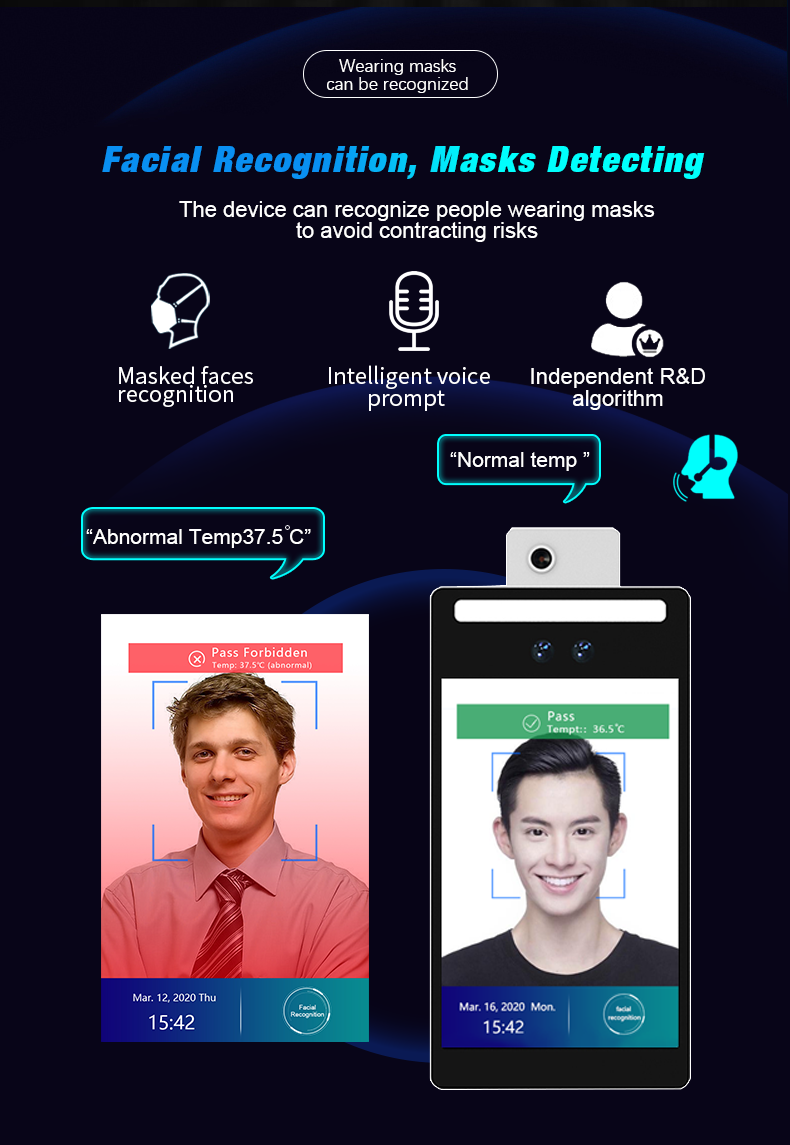 Android7.1 Wiegand Output F2-H 8inch Face Recognition Temperature Measurement