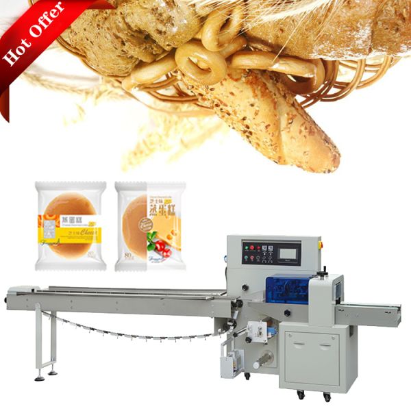 Croissant Bread Packaging Machine , Automatic Horizontal Pillow Bag Packing Machine