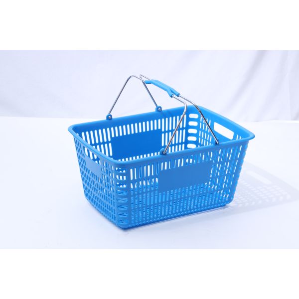Eco Friendly Steel Handle Supermarket Shopping Hand Basket Customized Color
