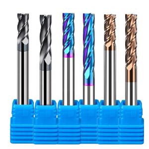 China Hrc55 Carbide Solid 1/4 2 4 Flute Roughing Flat Square End Mill Cutting Tool Bit on sale