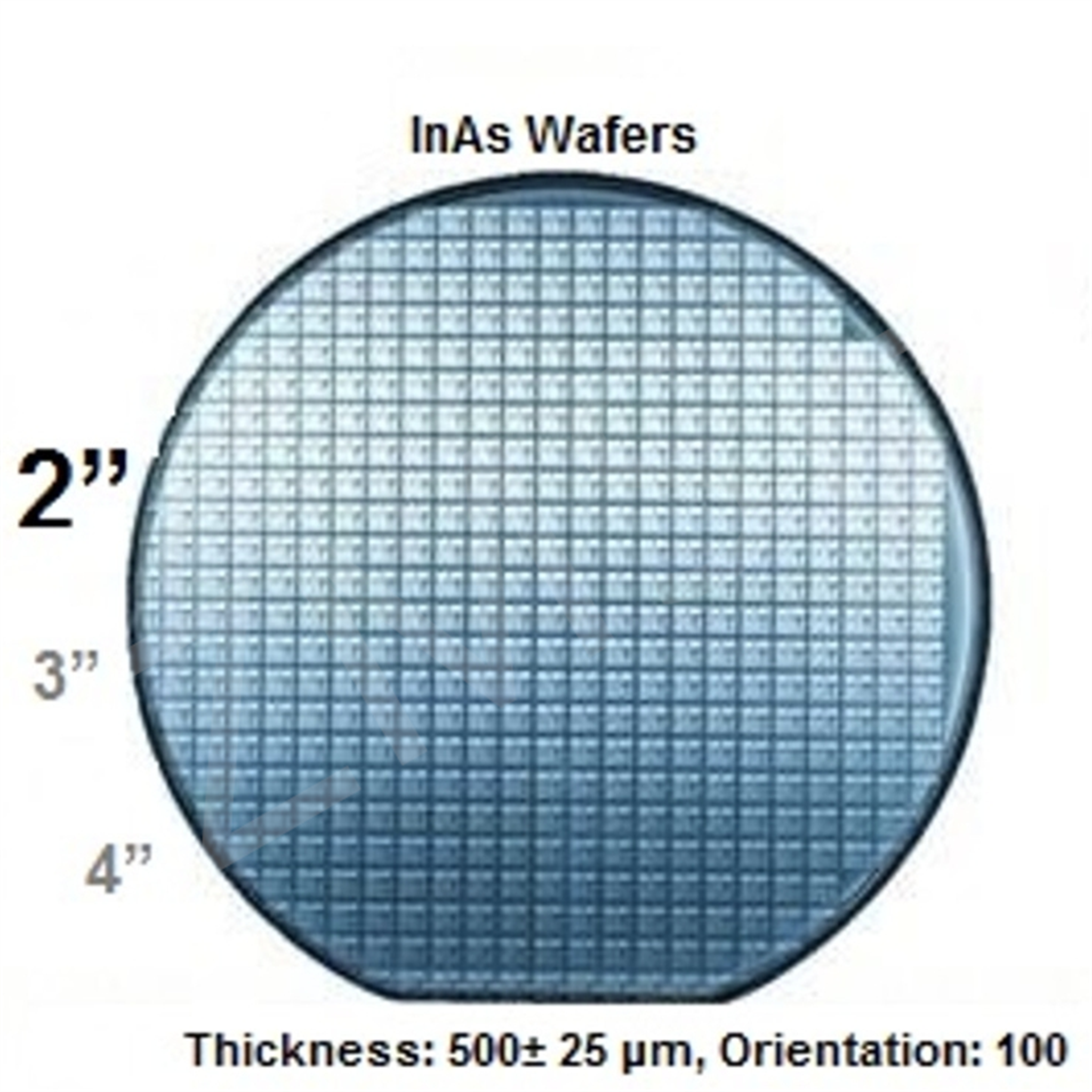 InAs Wafer Doped Zn 2 Inch Indium Arsenide Wafer Dia 50mm Thickness 500um Customized