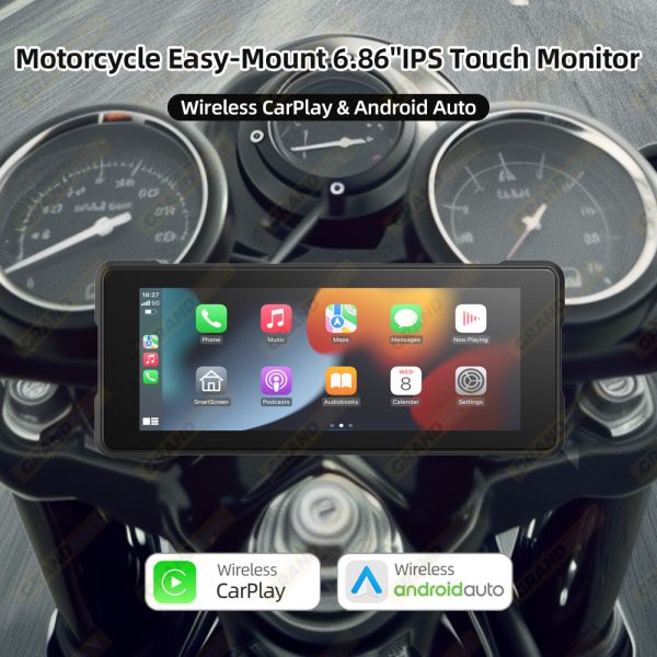 6.86inch Motorcycle Portable GPS Navigation Device Touch Screen Supports Radio Function Dashboard Wireless CARPLAY Android AUTO