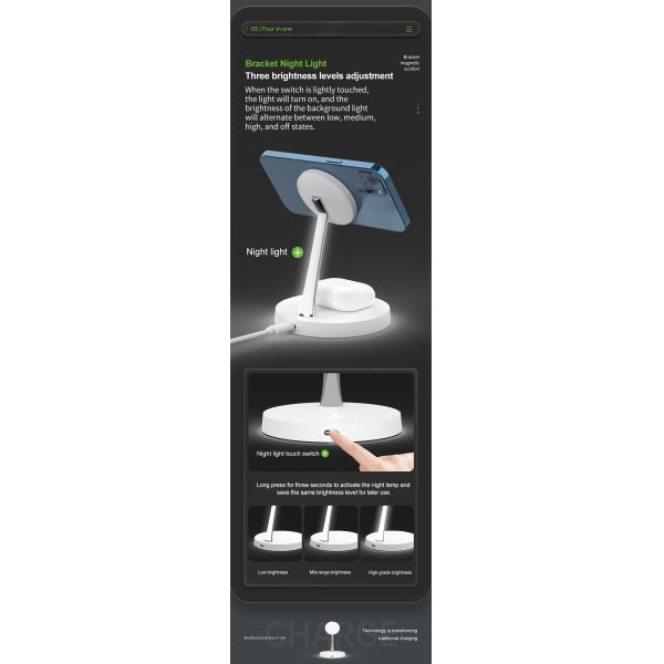 15W Dual Plug Night Light Wireless Charger Stable Fast Charging Wireless Charger