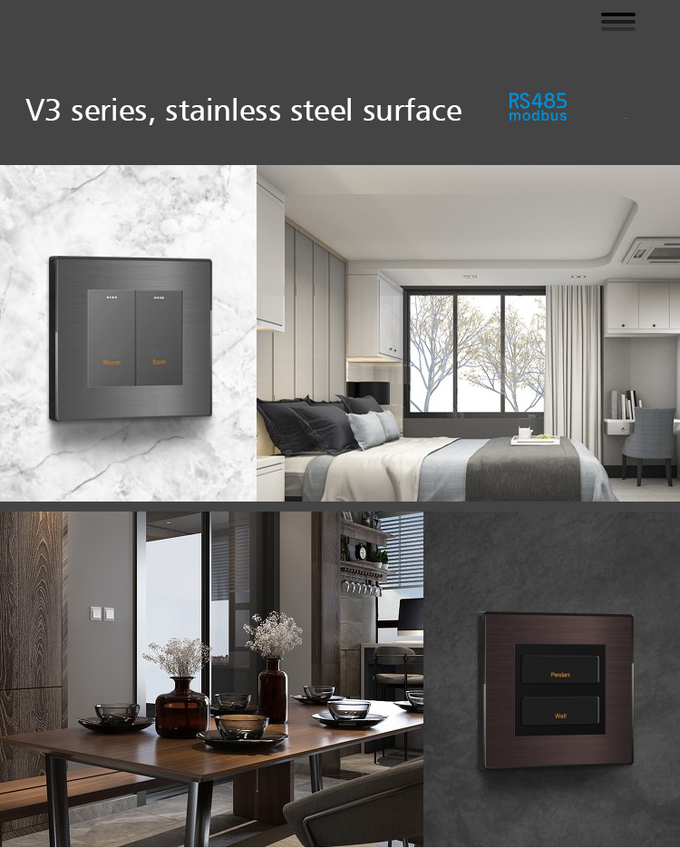 2 / 3 / 4 Gang Room Light Control Switch Anti Glare Design