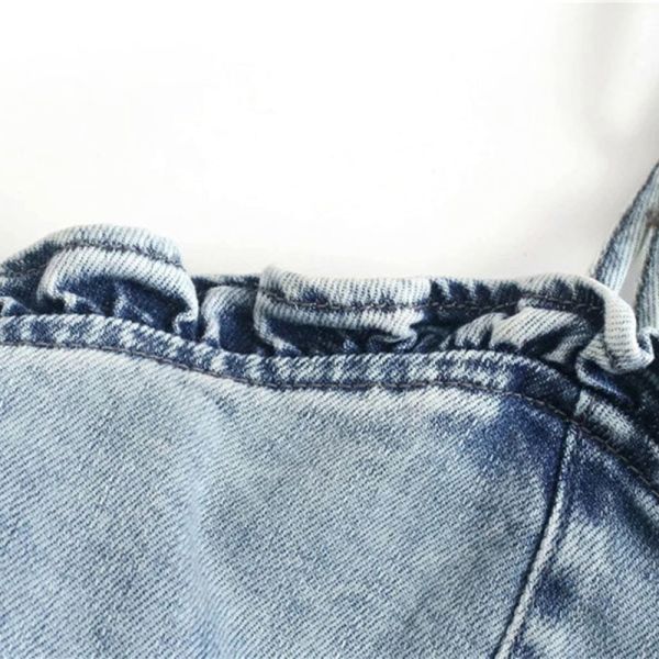 Factory OEM Summer Vogue Splicing Agaric Edge Female Custom Denim Clothing