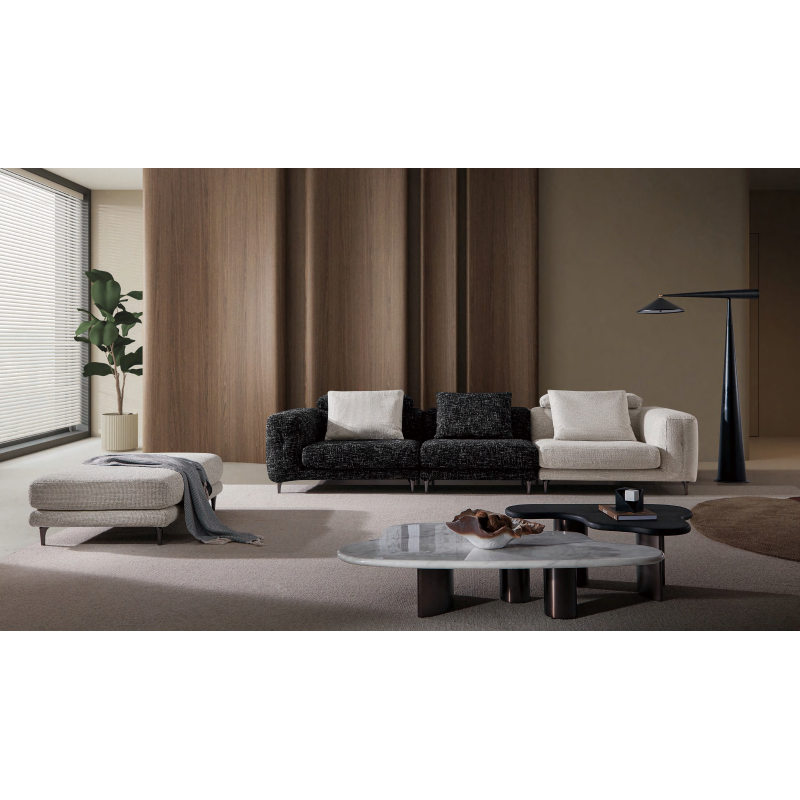Modern minimalist black and white color blocked sofa combination