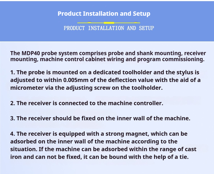 MDP40 Stainless Steel Optical Probe 3D Edge Finder CNC Wireless Milling Machine Probing Sets with 0.001mm Accuracy for Engineers