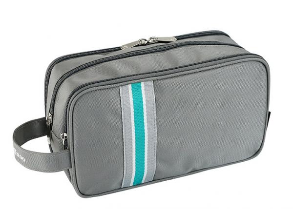 Quality Men Travel Toiletry Bag Striped Pattern With 3 Layers Zipper And Multi Pockets for sale