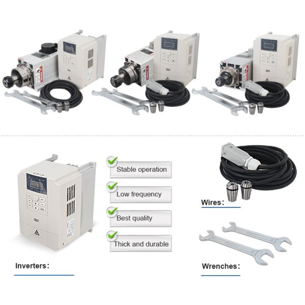 8A 2.38Nm 4.5kw 18000rpm Square Air Cooled Wood Carving Spindle Motor for CNC Machine