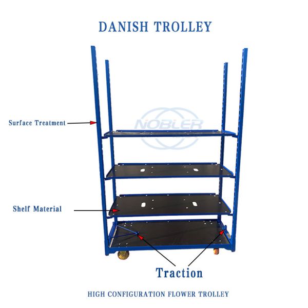 Farm Plant Flower Cc Trolley Galvanized Metal Horticultural Nursery Plant Transport