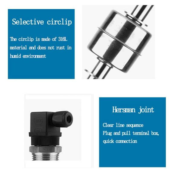 Vertically Mounted Stainless Steel 304 Magnetic Float Level Switch with 0-800mm Length for Pool Buffer Tank