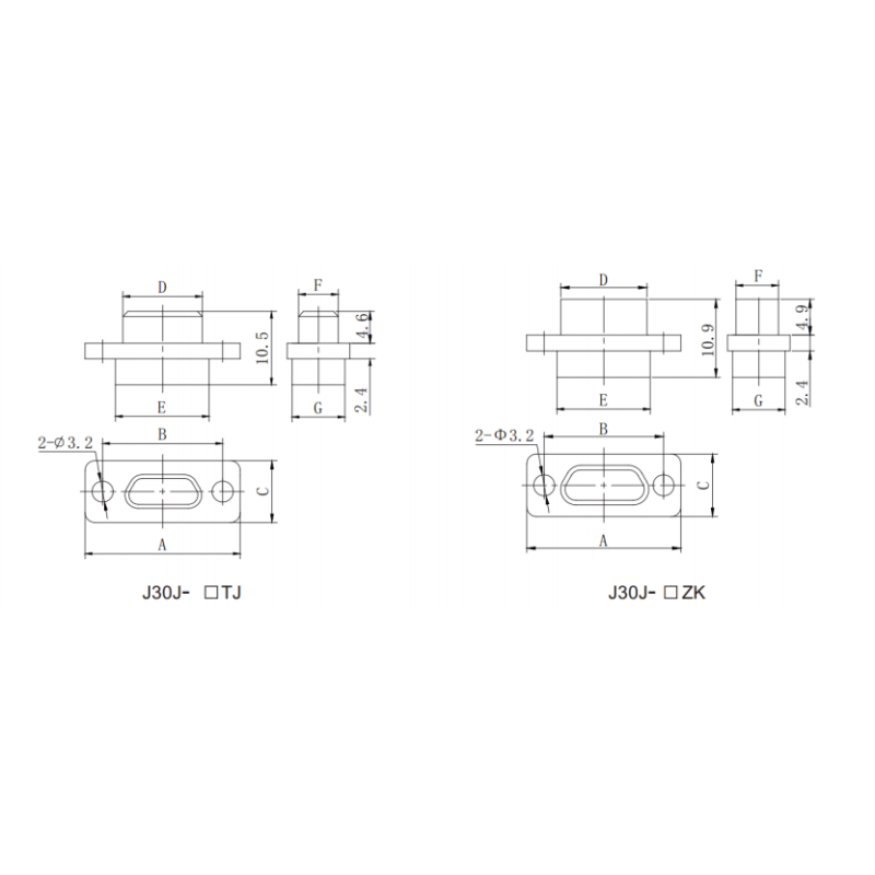 High Reliability 74 Pin J30J Connector with Metal Body for Aerospace & aerospace Applications