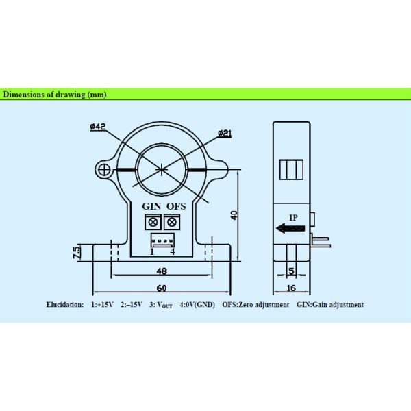 AC / DC Split Core Hall Current Sensor Plate Type Mounting CE Approved CS200EK1